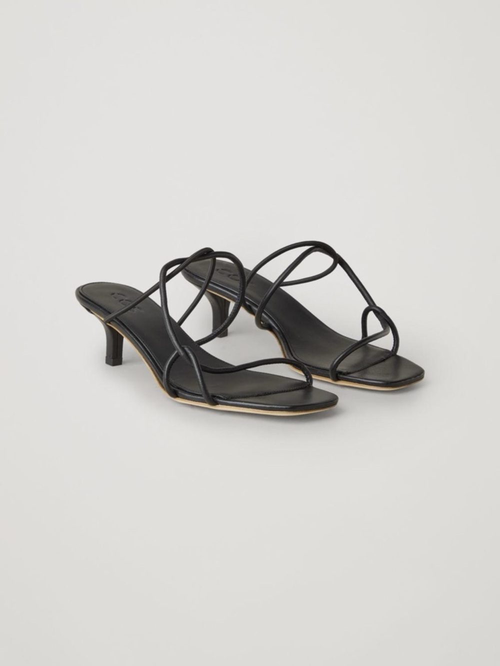 Cos Strappy Leather Kitten Heels Black - 6